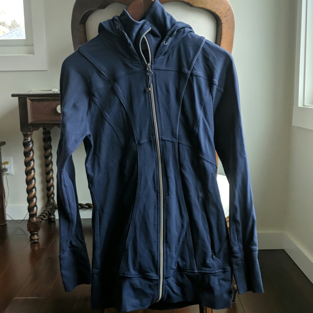 Athleta Navy and Silver Hooded soft jacket
